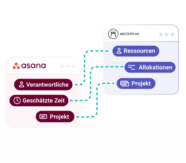 Operative Arbeit in Asana. Portfolio und Kapazitäten in Meisterplan.